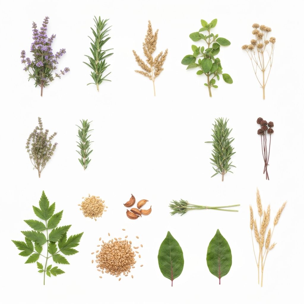 Natürliche Botanicals auf weißem Hintergrund