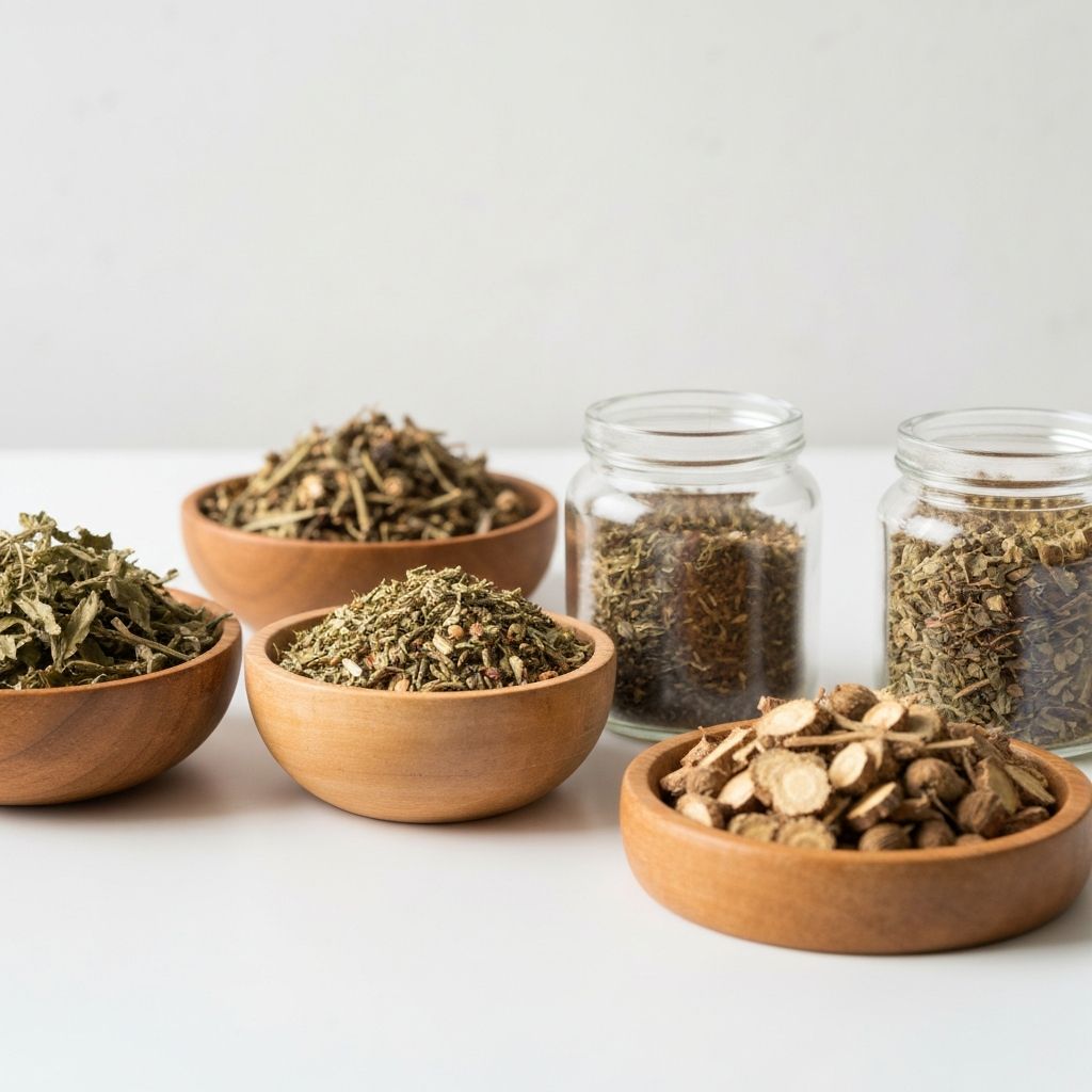 Getrocknete Kräuter und pflanzliche Inhaltsstoffe